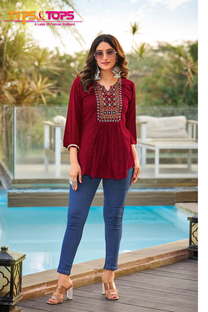 Sana Vol 4 By Tips Tops Rayon Short Ladies Top Suppliers In India